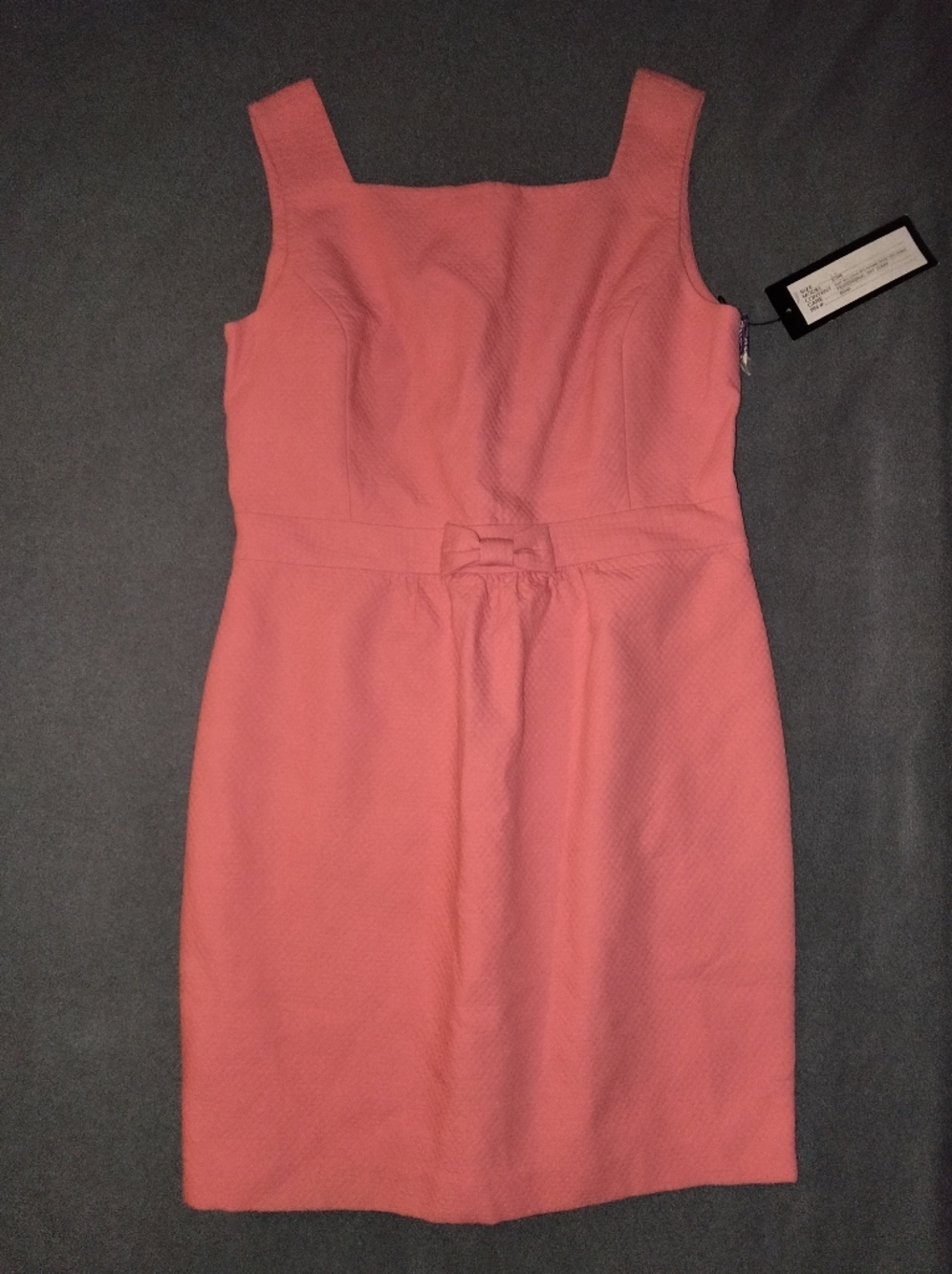 Andrea Jovine Coral-Peach Sleeveless Sheath Dress with Waist Bow